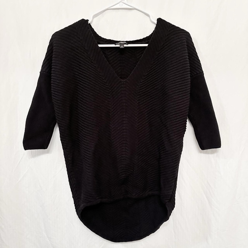 Express Knitted Black Baggy Draped Sweater